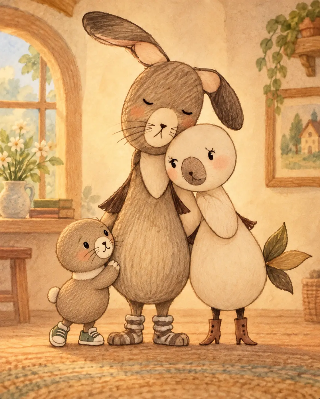 The family together — Father, Mother, and Five